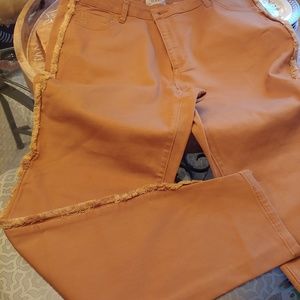 NWT ❤ LOGO Slim Leg Twill Pants w/ fringe detail